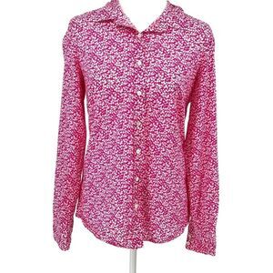 J.Crew Perfect Shirt Women Sz 4 Pink White Floral Button Down Long Sleeve Cotton